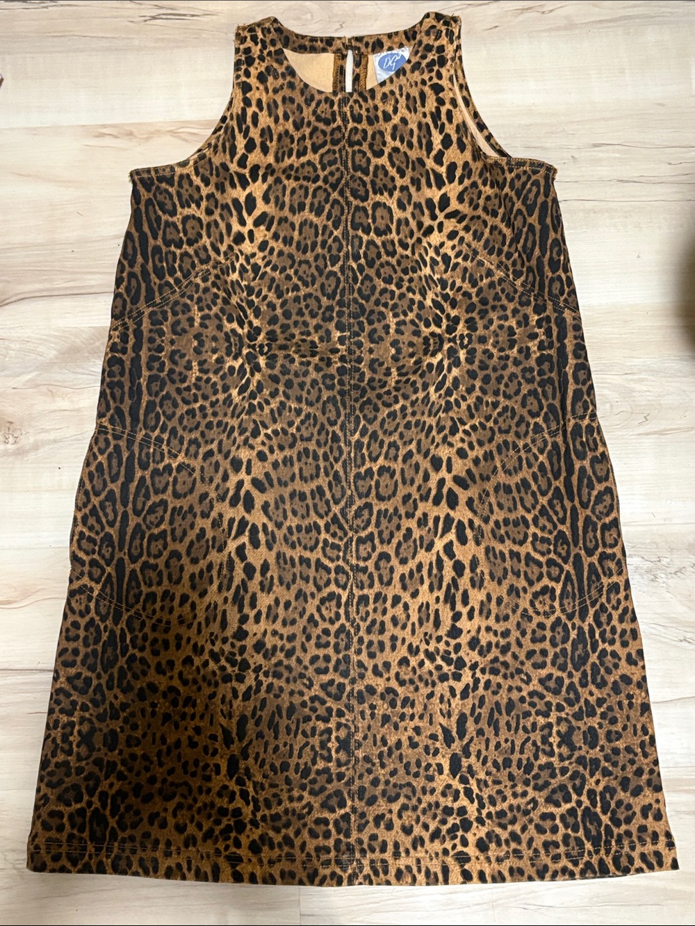 DG2 by Diane Gilman Denim Leopard Print Mini Dress Size Medium animal print